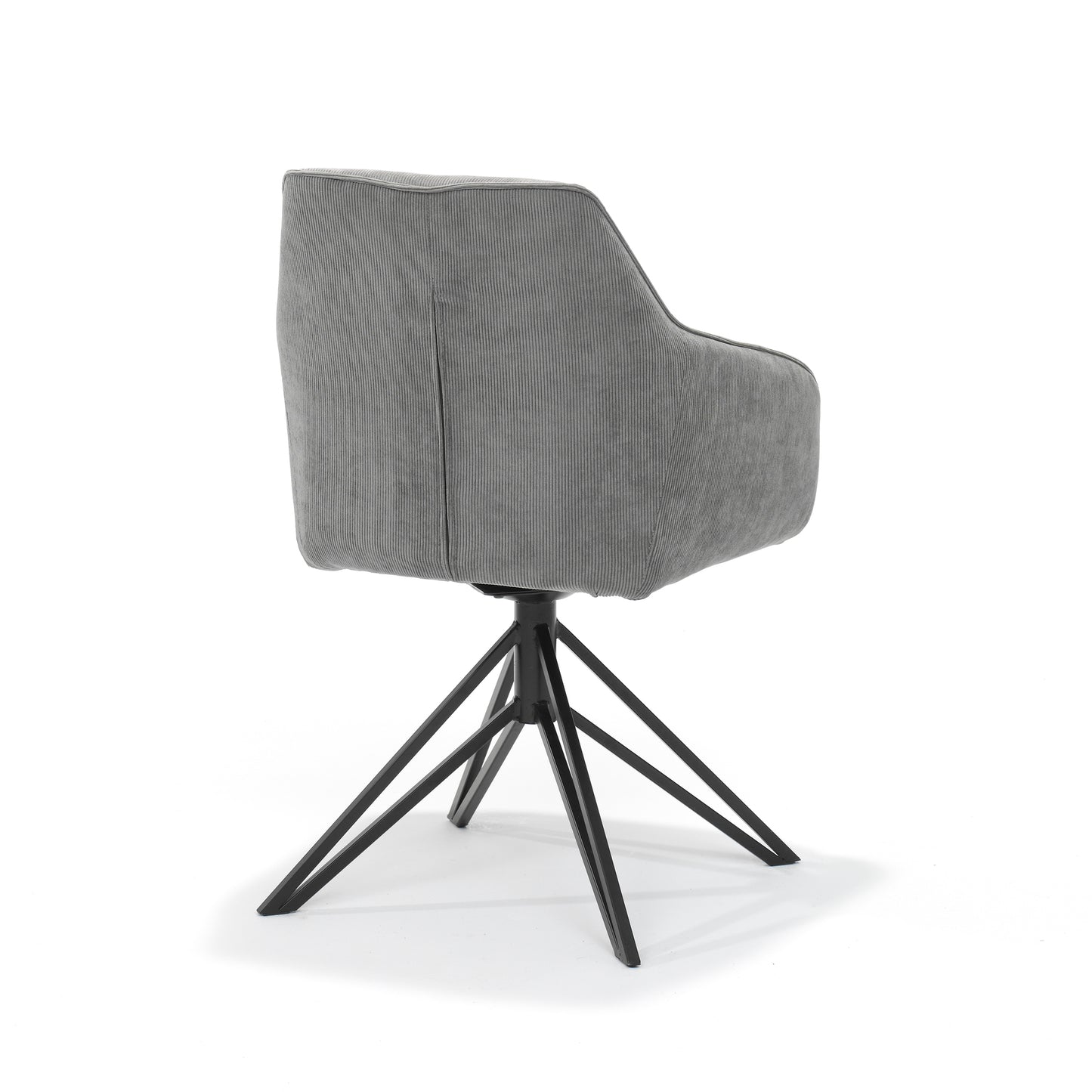 Blauwe fauteuil - Ribstof Antraciet - draaivoet