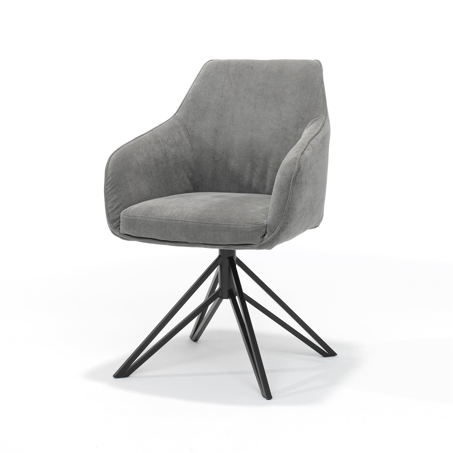 Blauwe fauteuil - Ribstof Antraciet - draaivoet