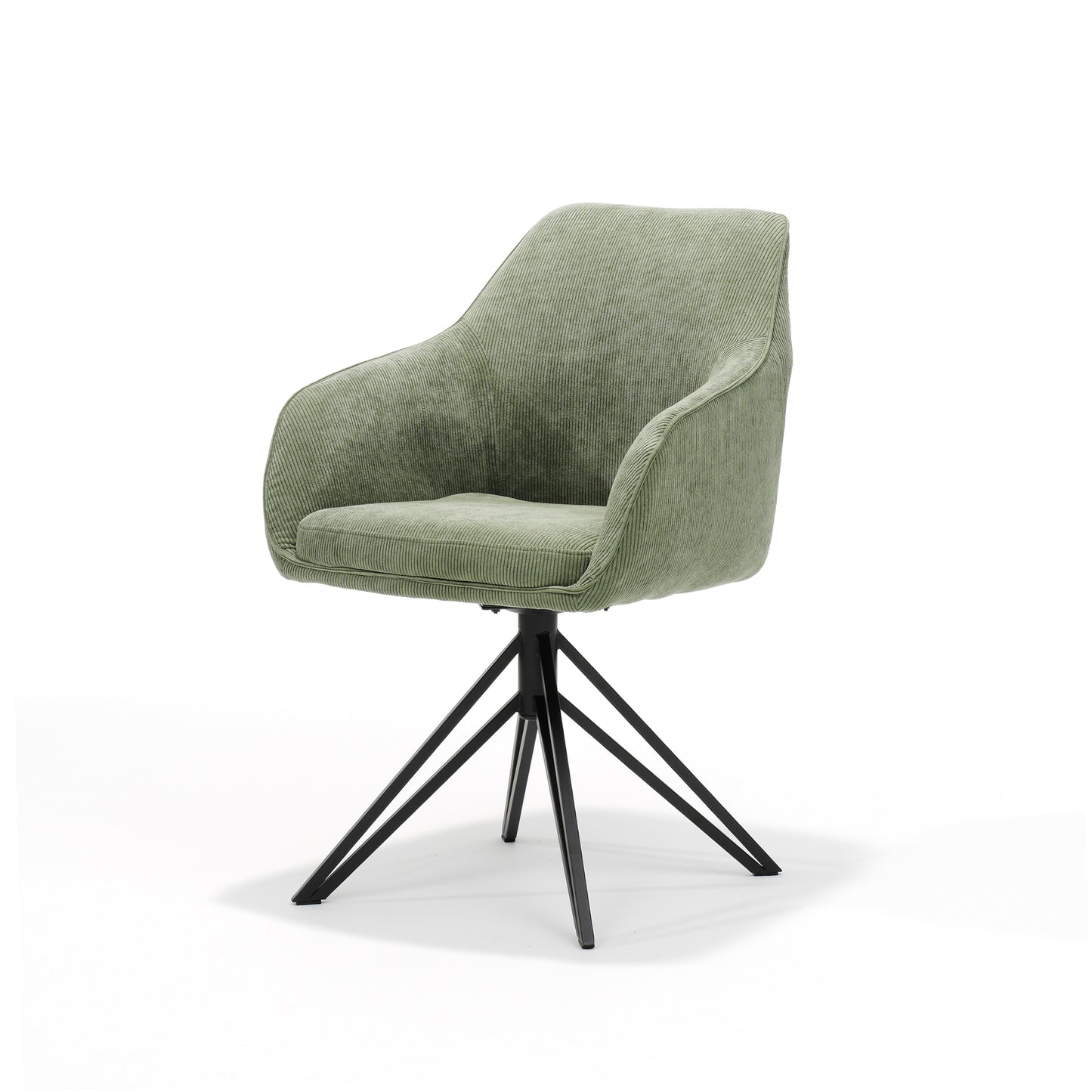 Blauwe fauteuil - Ribstof Groen - draaivoet