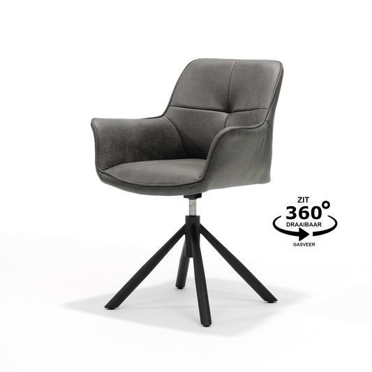 Rapide armstoel T2-360 Bull Microleder Grafiet #66, draaivoet 360