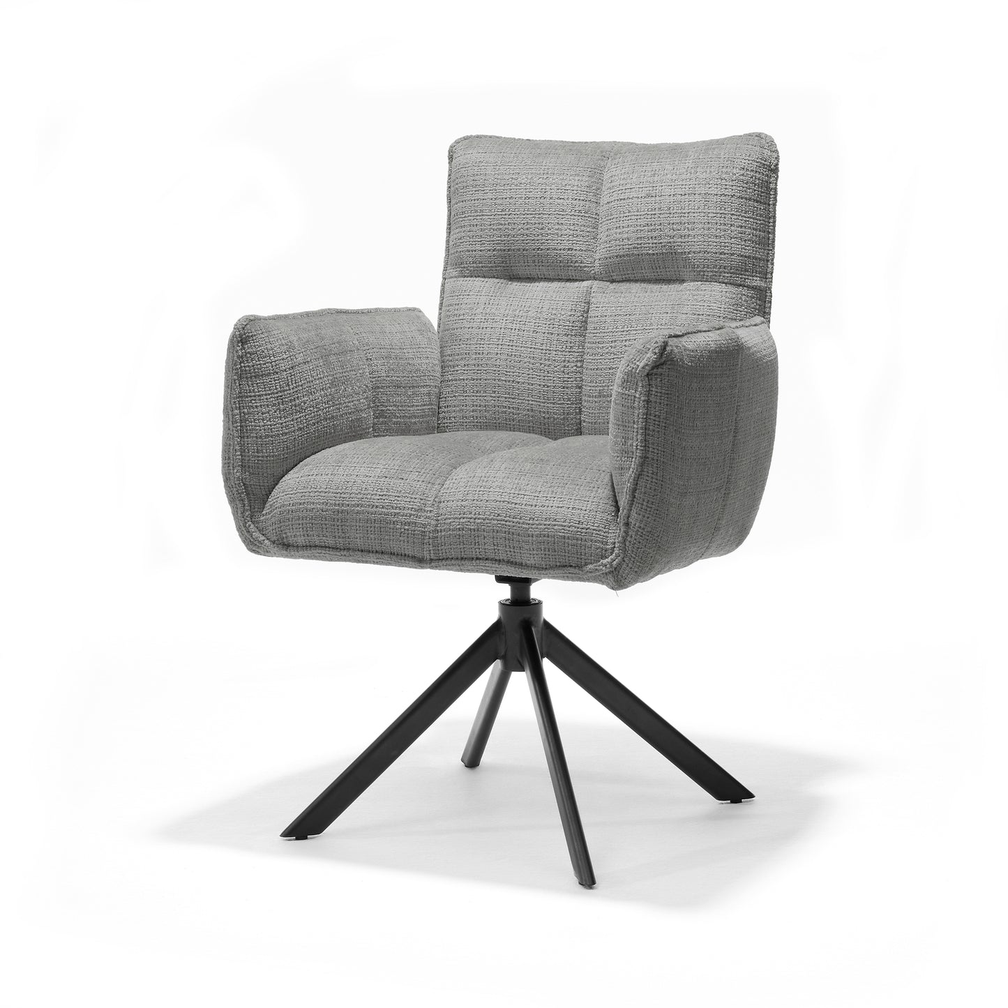 Nova fauteuil Stof Cremona #85 Licht Grijs - 360 Draaibaar frame zwart A360