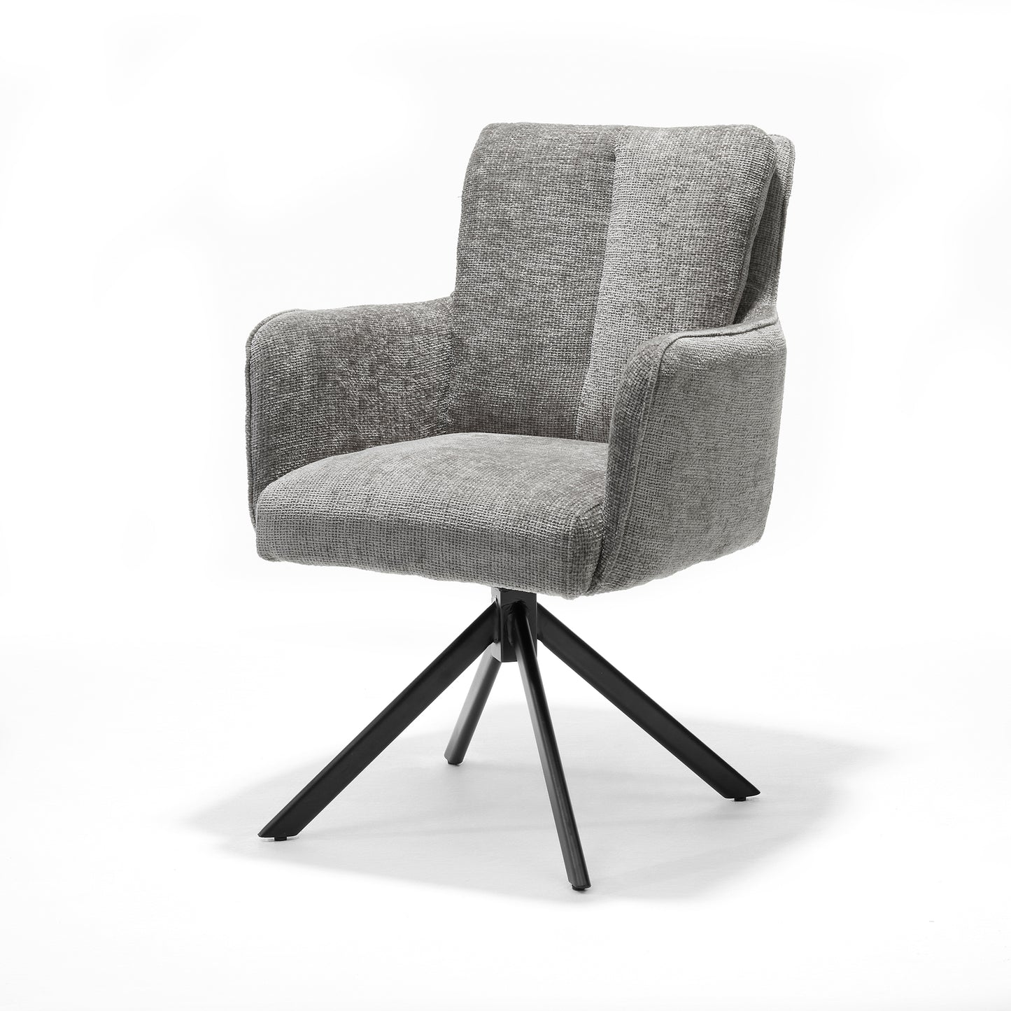 Alex fauteuil Stof Cremona #85 Licht Grijs - 360 Draaibaar frame zwart A360