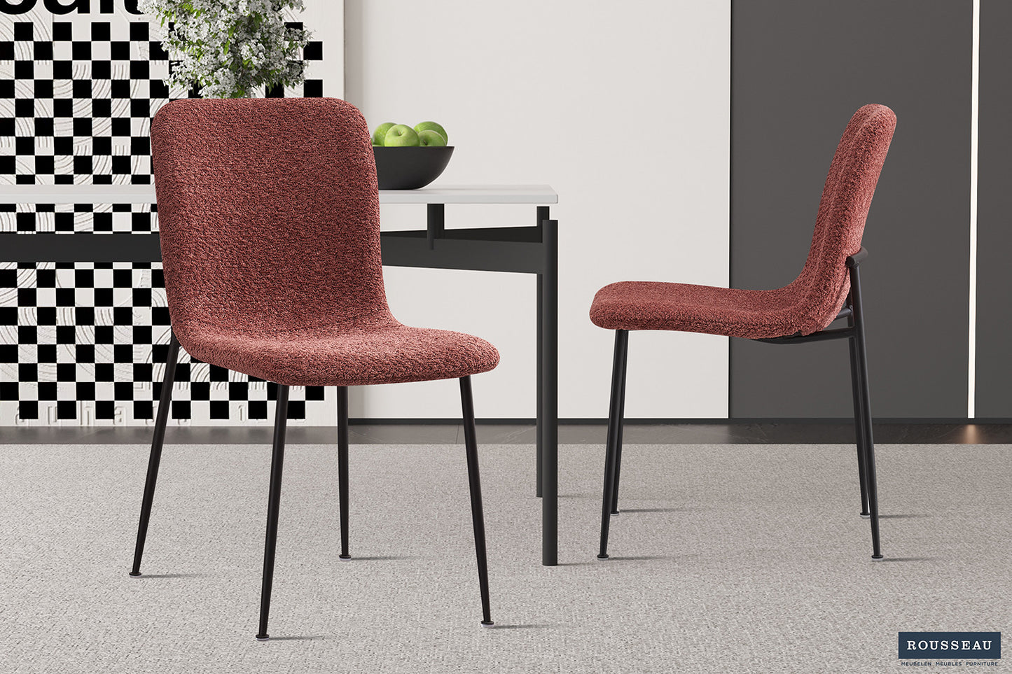 "Chair 'Alice' Bouclé Roze"