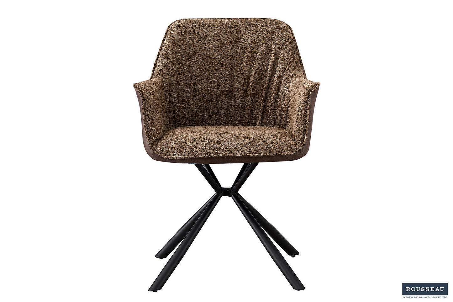 "Chair 'Lucie' Bouclé Sand Backrest PU Brown"