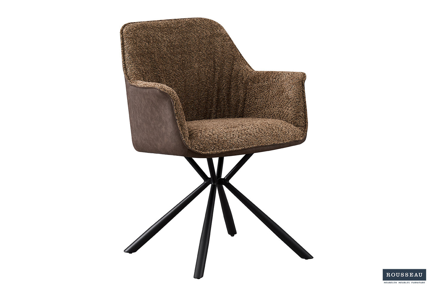 "Chair 'Lucie' Bouclé Sand Backrest PU Brown"