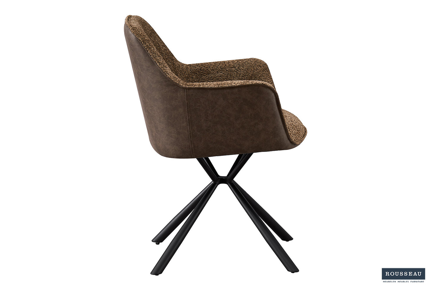 "Chair 'Lucie' Bouclé Sand Backrest PU Brown"