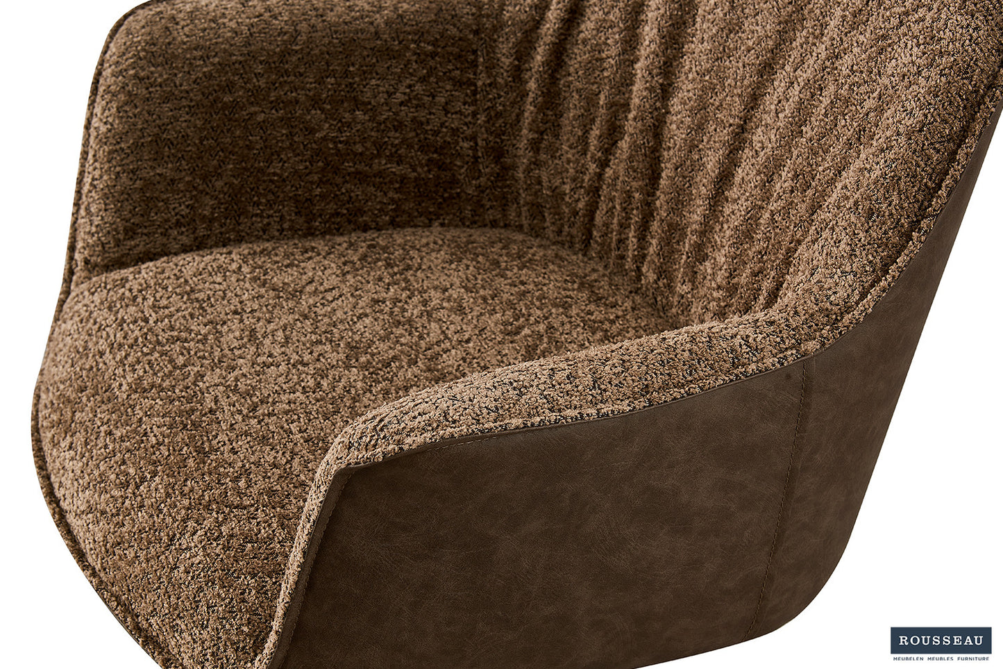"Chair 'Lucie' Bouclé Sand Backrest PU Brown"