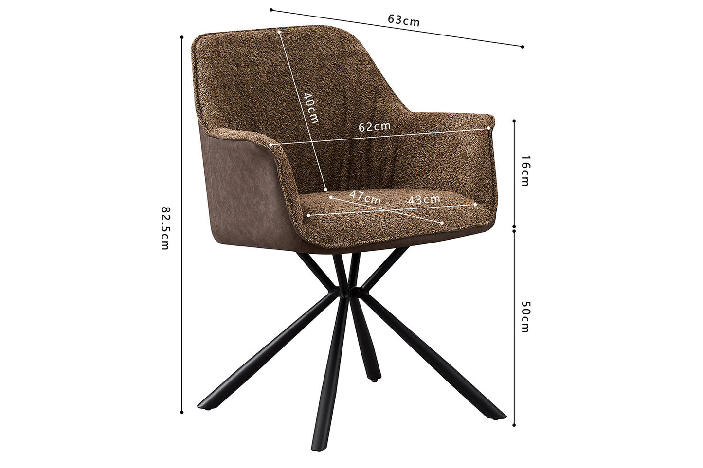 "Chair 'Lucie' Bouclé Sand Backrest PU Brown"