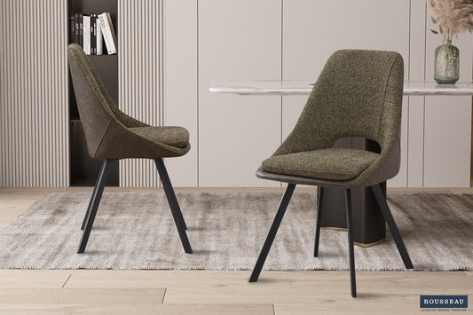 Stoel 'Filou' Bouclé Groen Rug PU Donkergroen