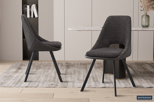 Stoel 'Filou' Bouclé Grijs Rug PU Lichtgrijs