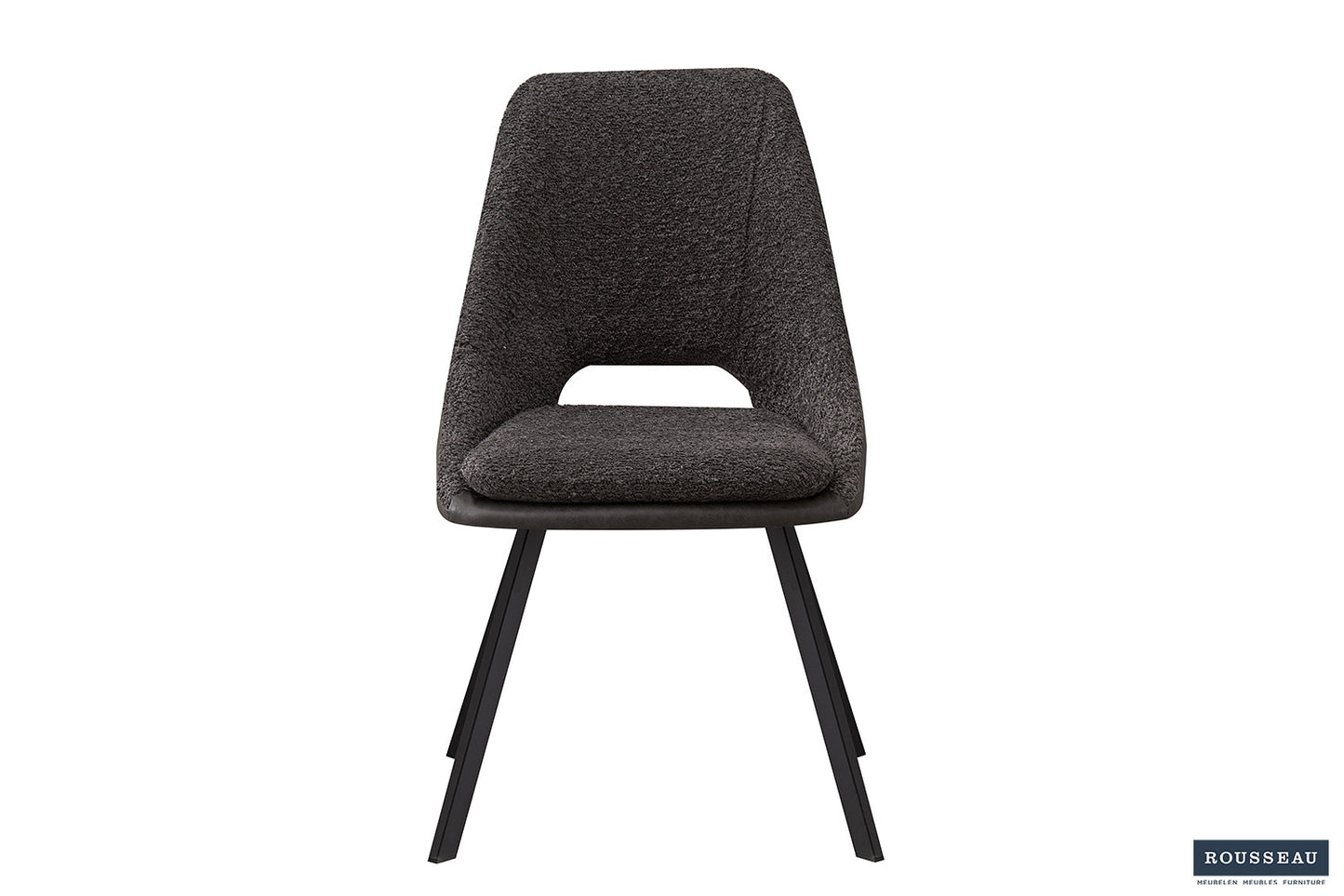 Stoel 'Filou' Bouclé Grijs Rug PU Lichtgrijs