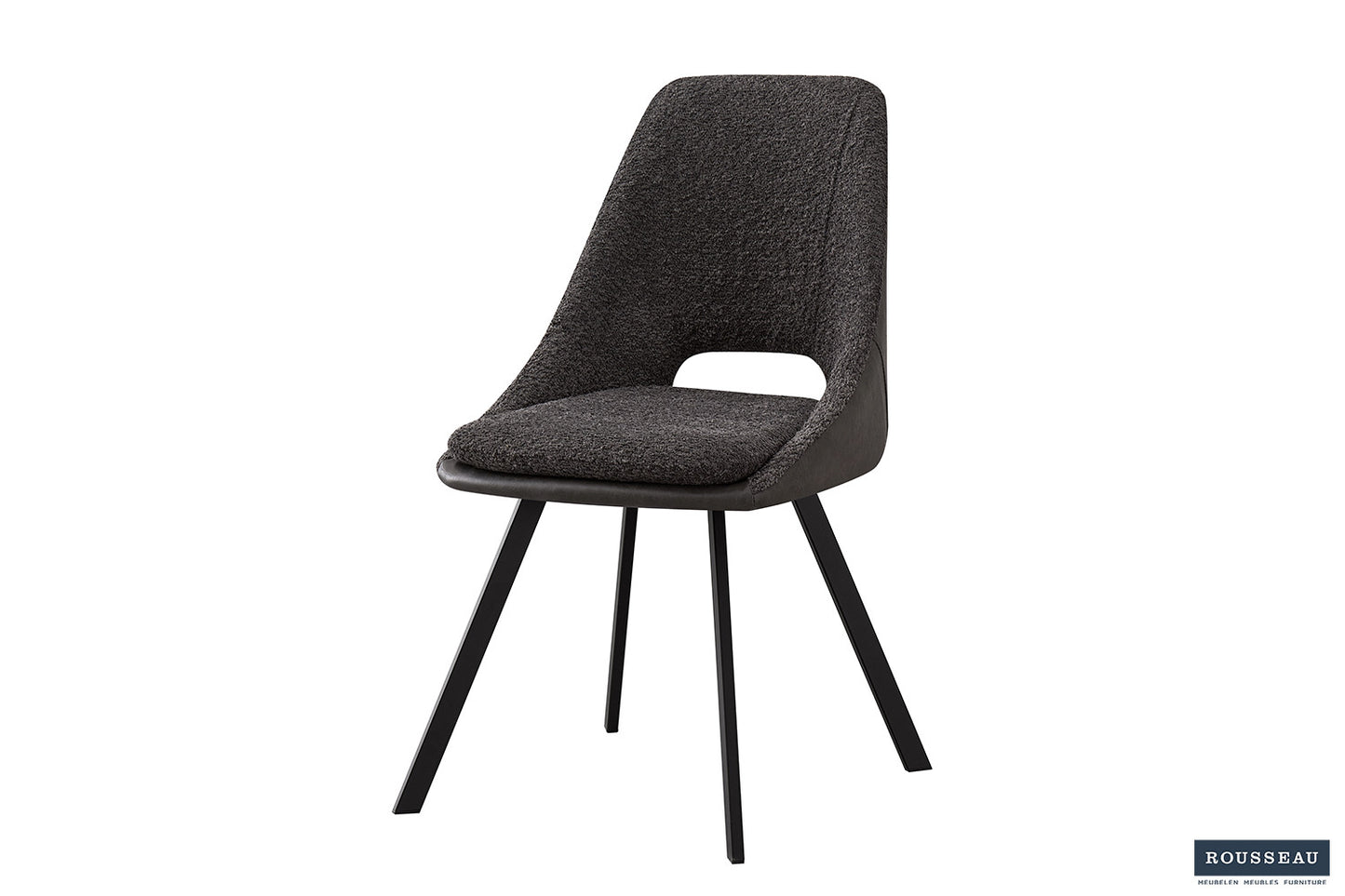 Stoel 'Filou' Bouclé Grijs Rug PU Lichtgrijs