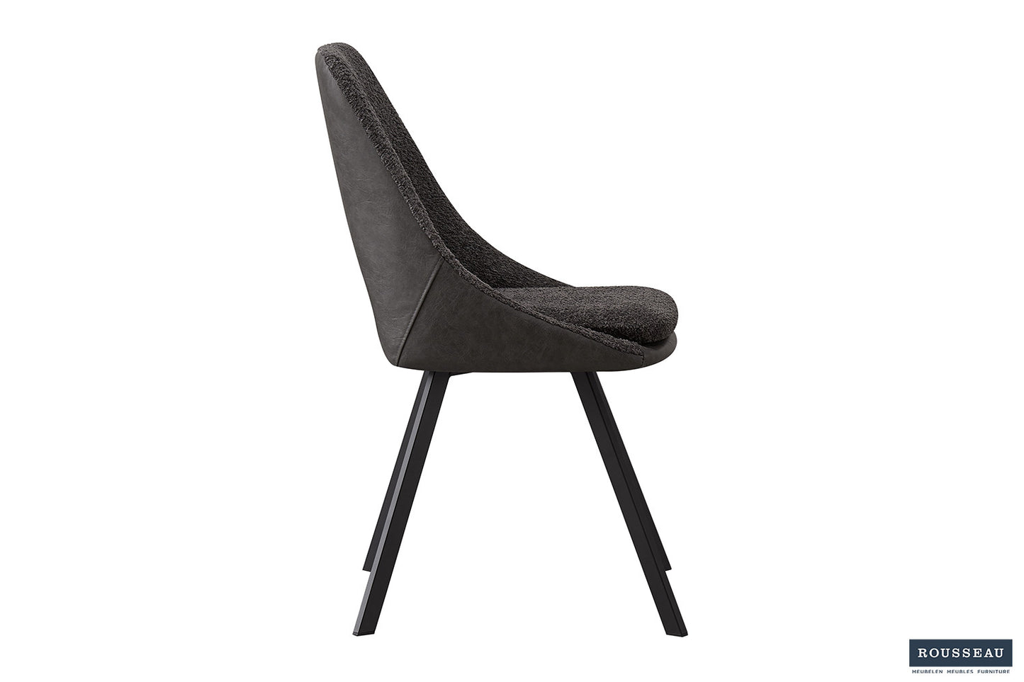 Stoel 'Filou' Bouclé Grijs Rug PU Lichtgrijs