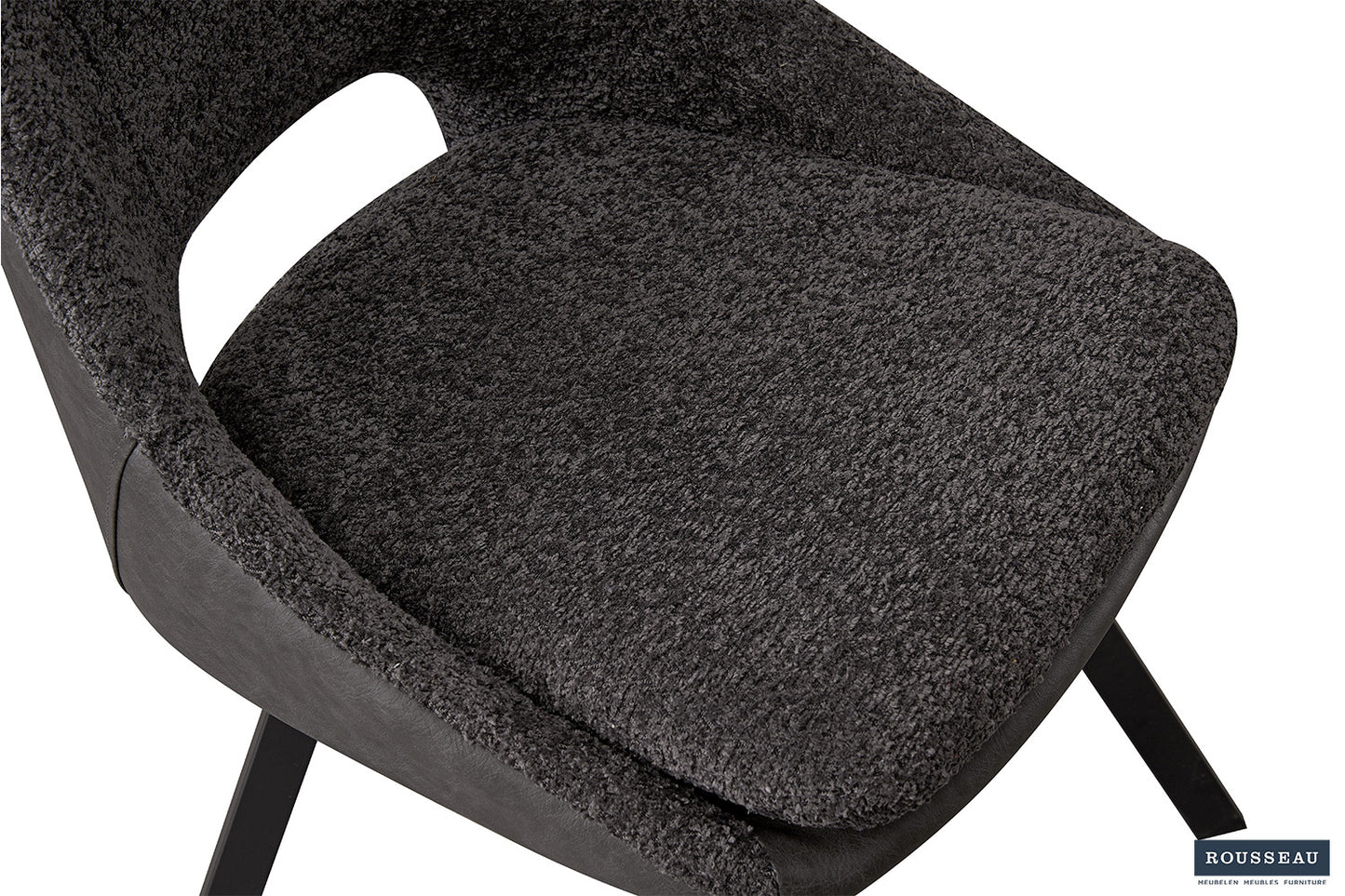 Stoel 'Filou' Bouclé Grijs Rug PU Lichtgrijs