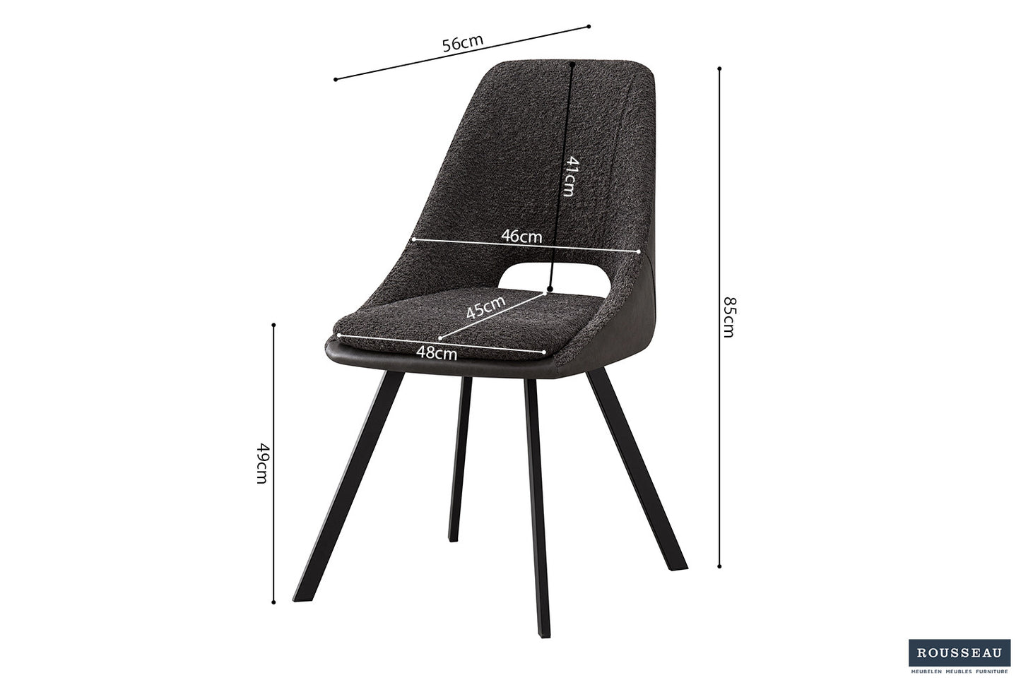 Stoel 'Filou' Bouclé Grijs Rug PU Lichtgrijs