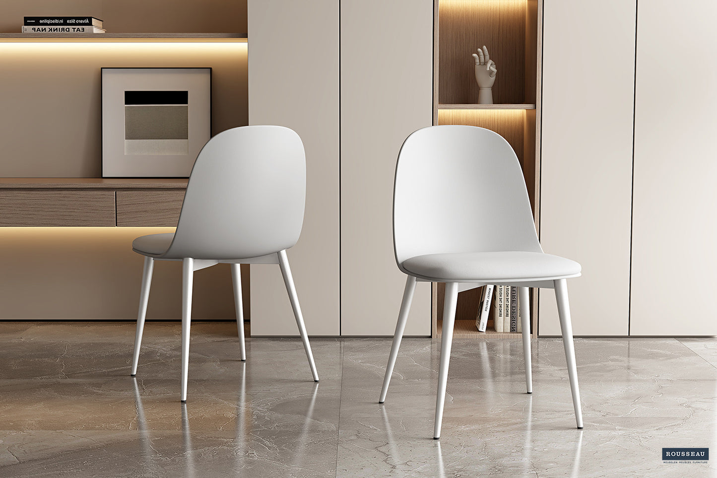 "Chair 'Jasmin' Seat PP cushion PU White"