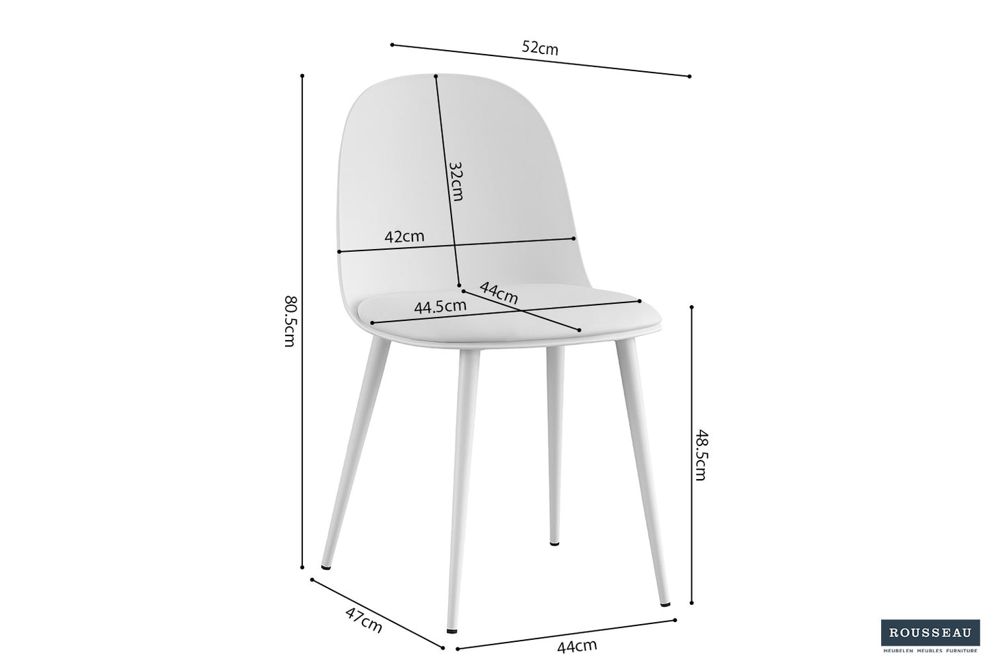 "Chair 'Jasmin' Seat PP cushion PU White"