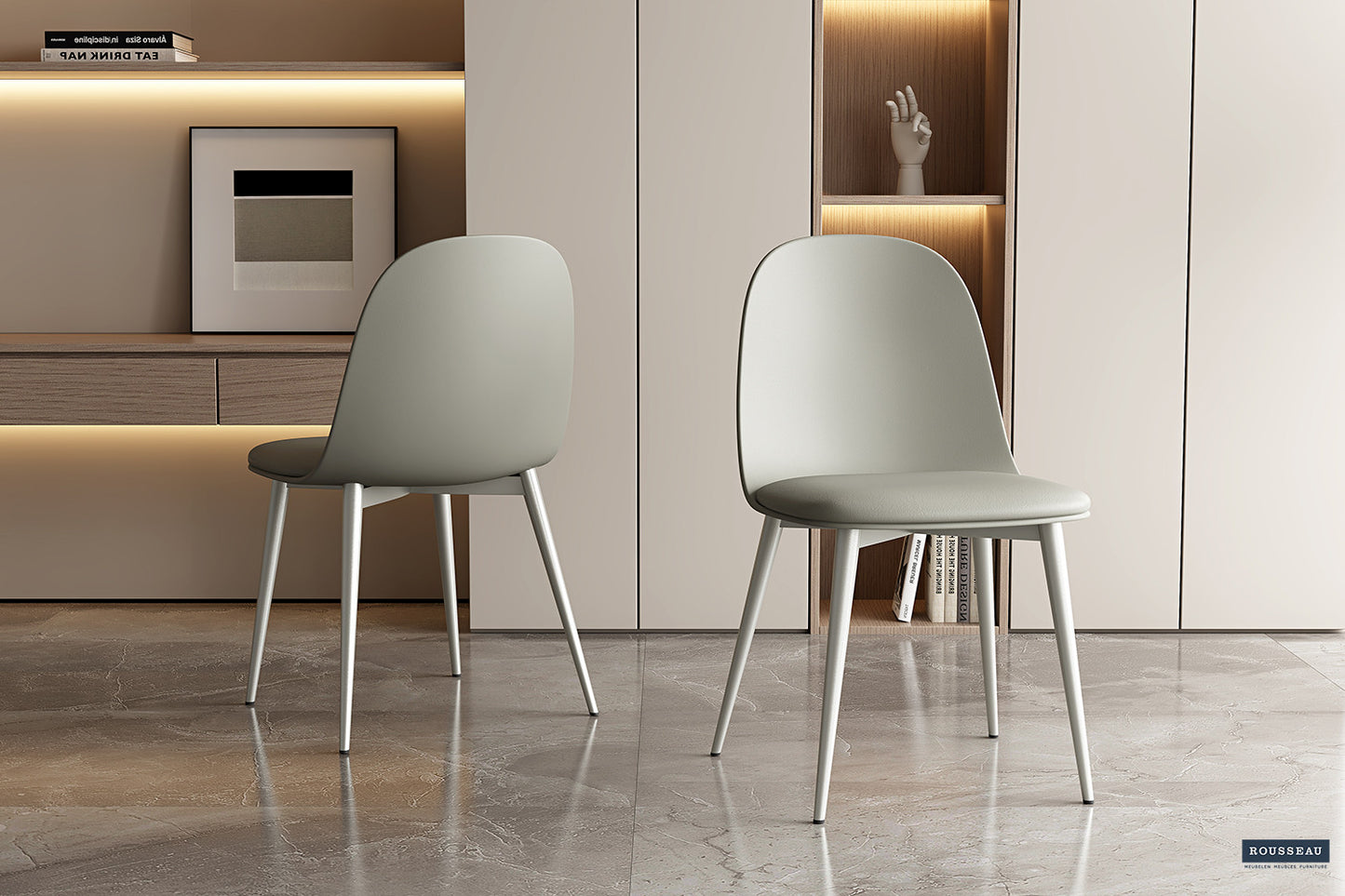 "Chair 'Jasmin' Seat PP cushion PU Grey-green"