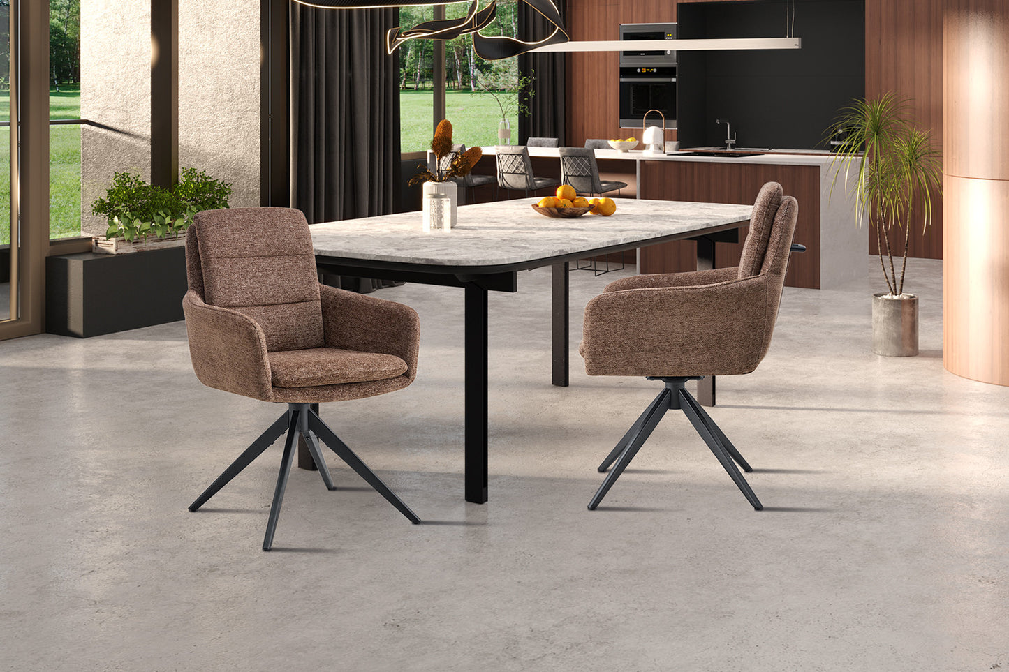 Stoel 'Lisold' Draaibaar tot 0 Stof Fabb Raven 45 Bruin