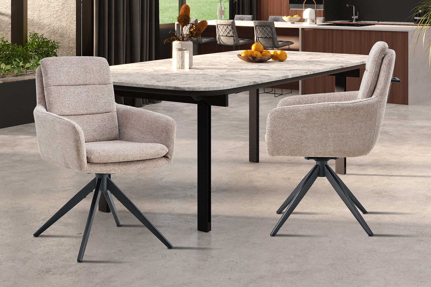 Stoel 'Lisold' Draaibaar tot 0 Stof Fabb Raven 30 Zand