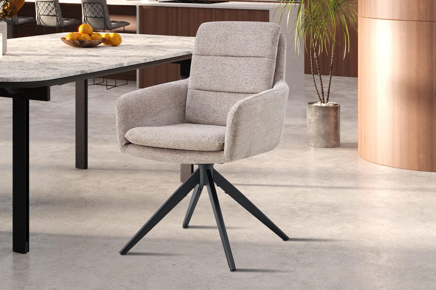 Stoel 'Lisold' Draaibaar tot 0 Stof Fabb Raven 30 Zand