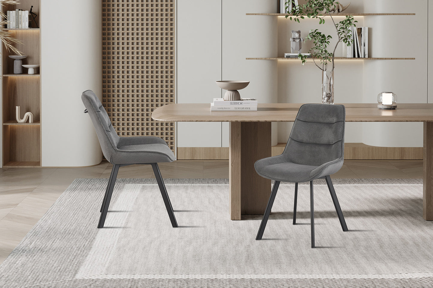 Stoel 'Amelie' Corduroy Grijs