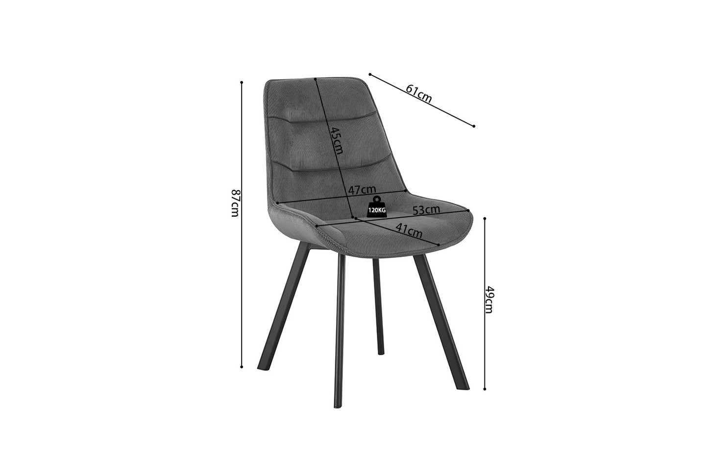 Stoel 'Amelie' Corduroy Grijs