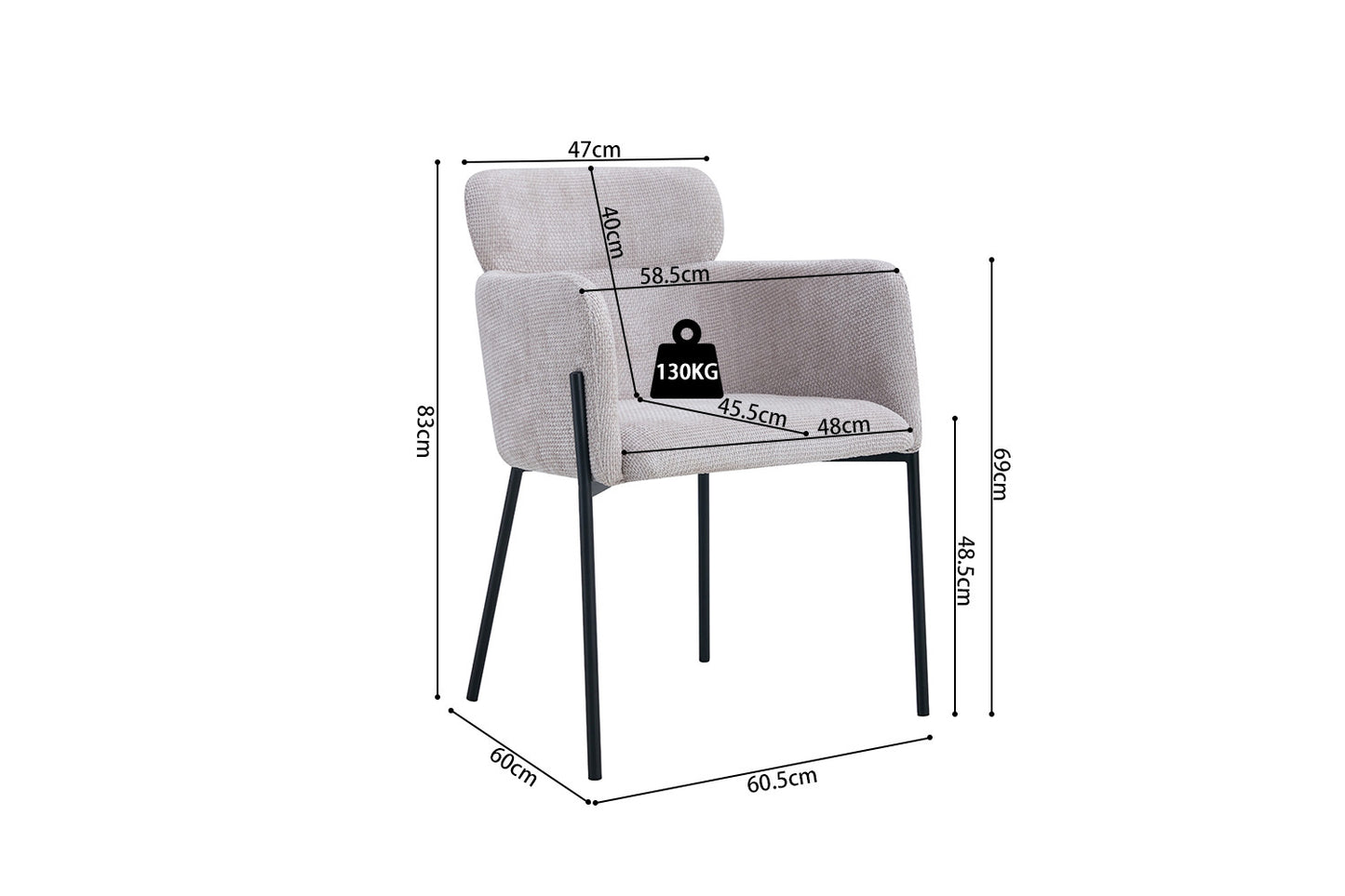 "Chair 'Naomi' Fabric Beige"