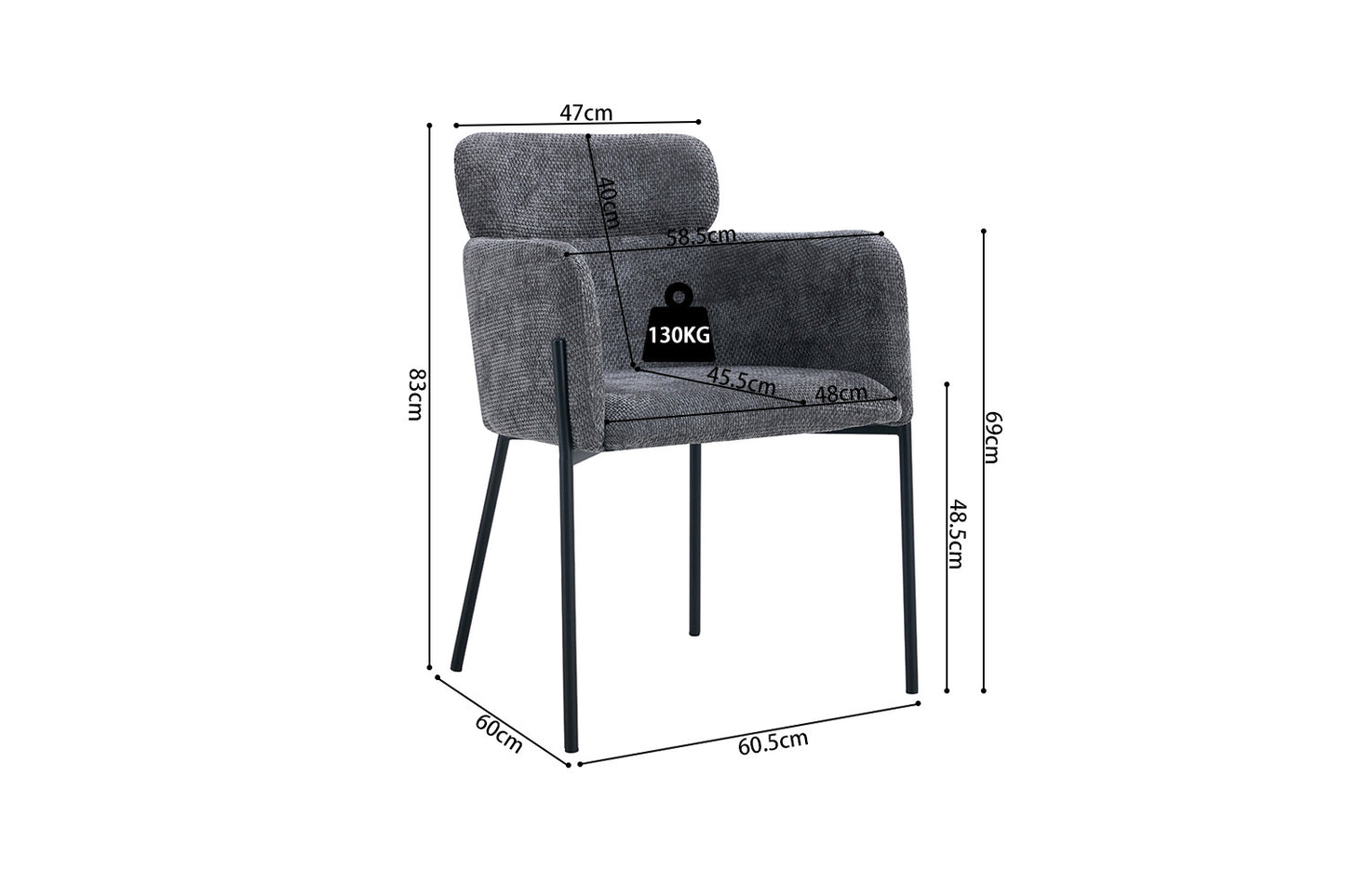 "Chair 'Naomi' Fabric Grey"