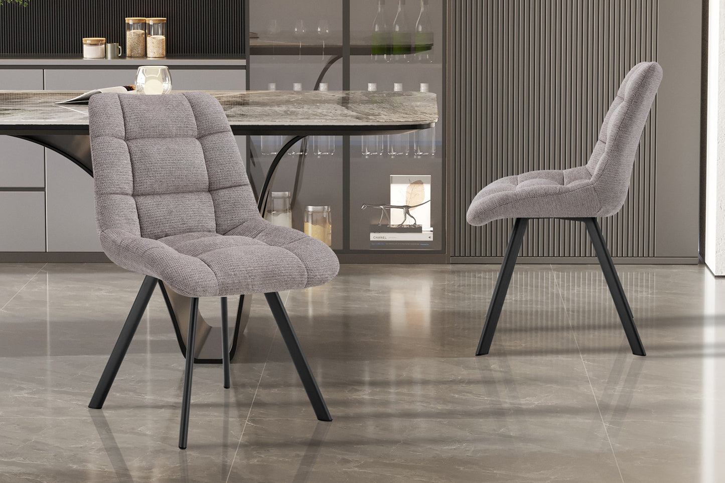 Stoel 'Lizzy' Stof Ote Share160 Lichtgrijs