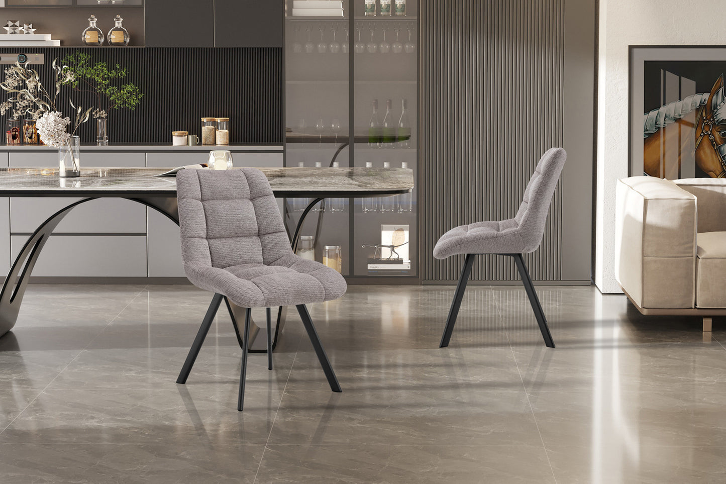 Stoel 'Lizzy' Stof Ote Share160 Lichtgrijs