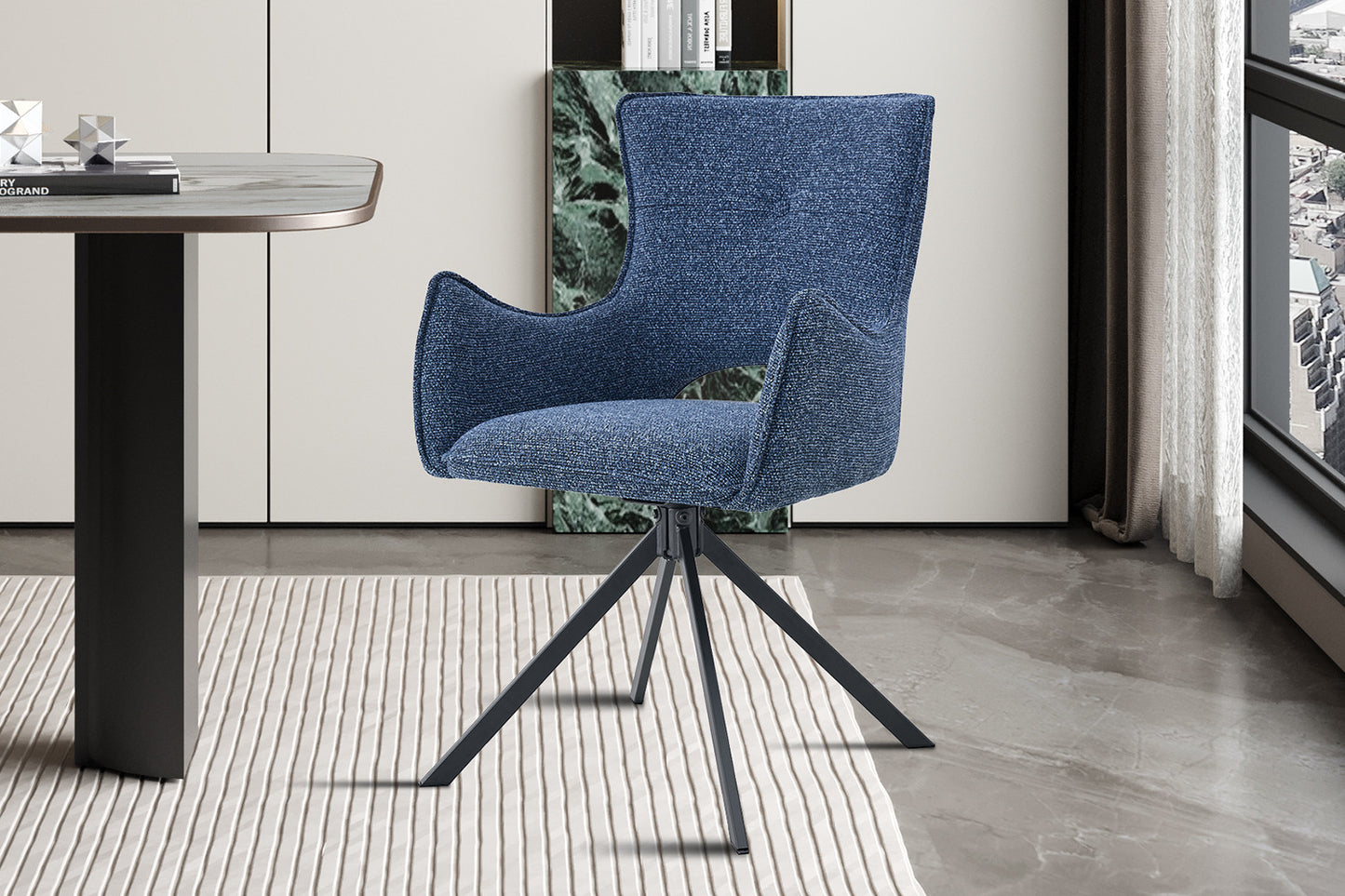 Stoel 'Billy' Draaibaar tot 0 Stof Ote Harper 312 Blauw