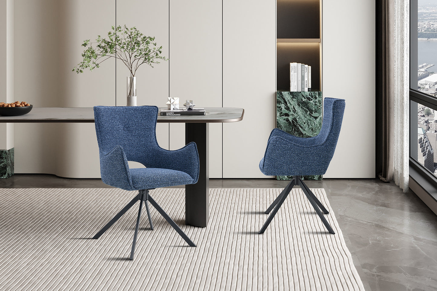 Stoel 'Billy' Draaibaar tot 0 Stof Ote Harper 312 Blauw