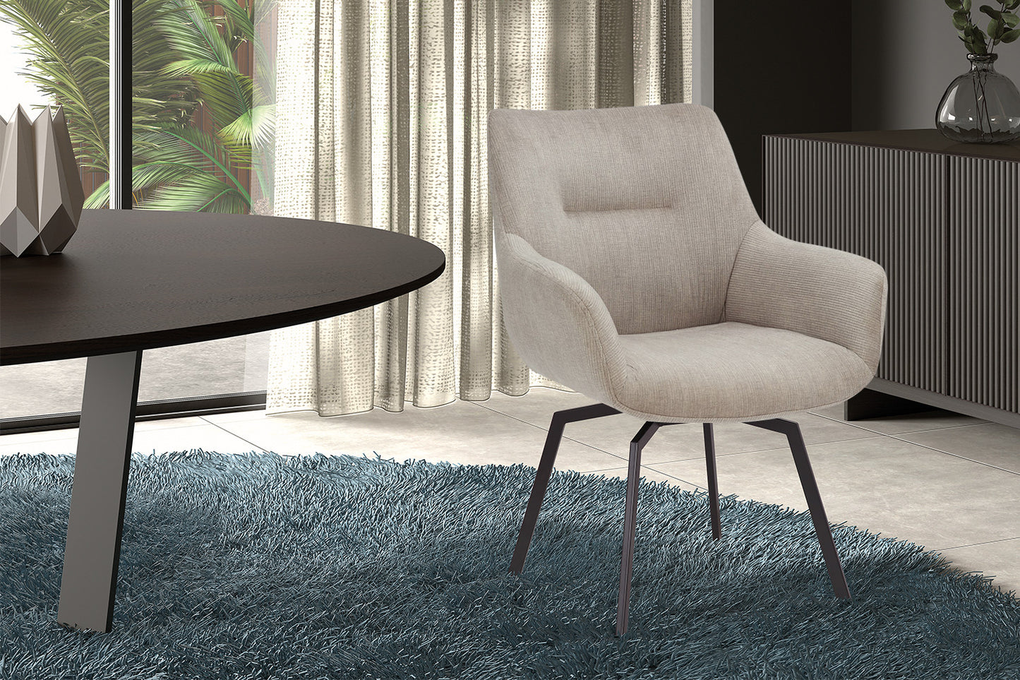 Stoel 'Modest' Draaibaar Ribfluweel Beige