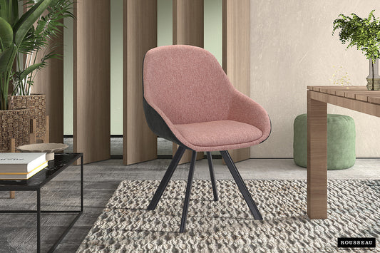 Stoel 'Jan' Stof Roze Rug PU Donkergrijs