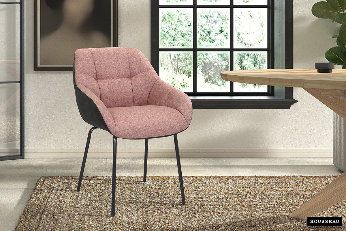 Stoel 'Sem' Stof Roze Rug PU Donkergrijs