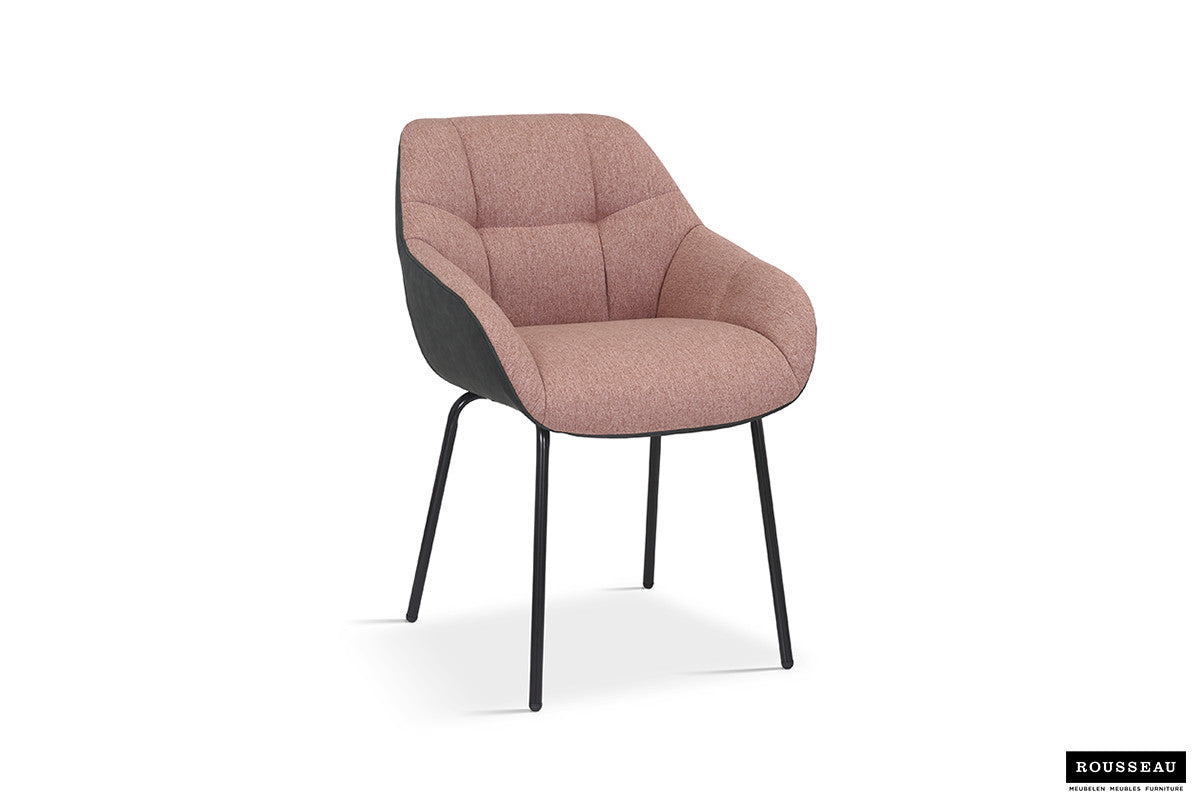 Stoel 'Sem' Stof Roze Rug PU Donkergrijs