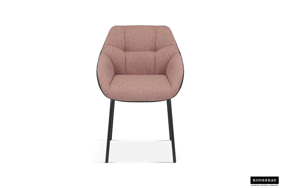 Stoel 'Sem' Stof Roze Rug PU Donkergrijs