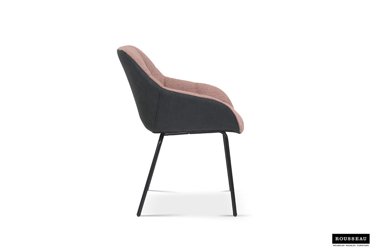 Stoel 'Sem' Stof Roze Rug PU Donkergrijs