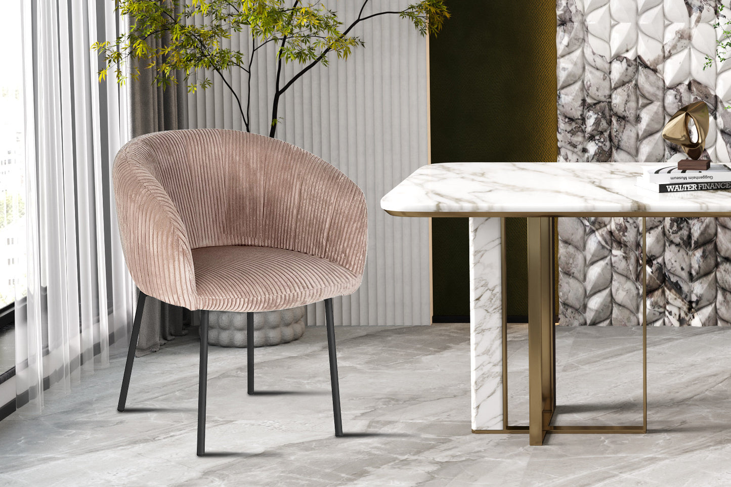 Stoel 'Sevilla' Corduroy Fabb Hyper 38 Zand
