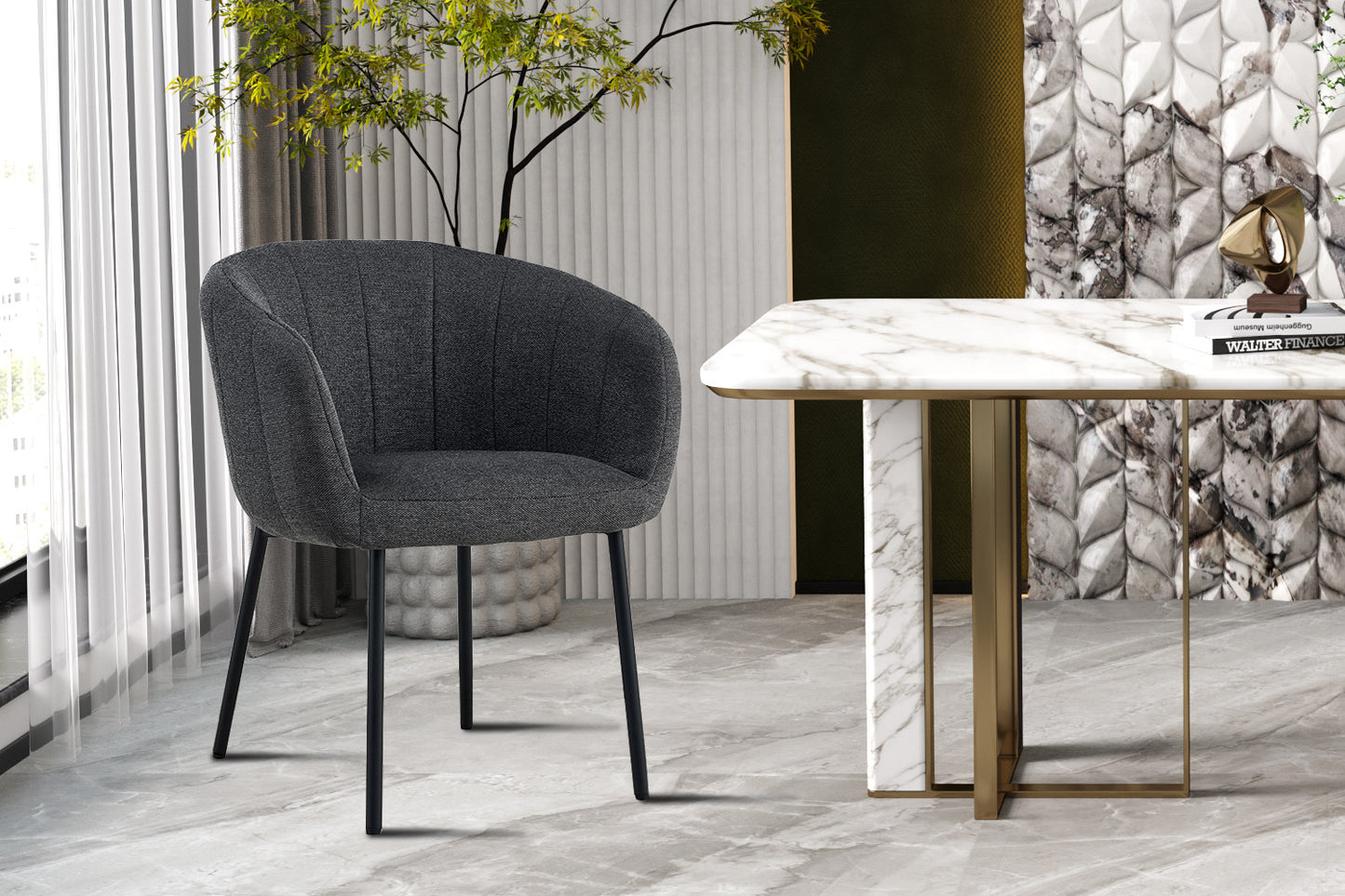 "Chair 'Sevilla' Fabric Dark Grey"