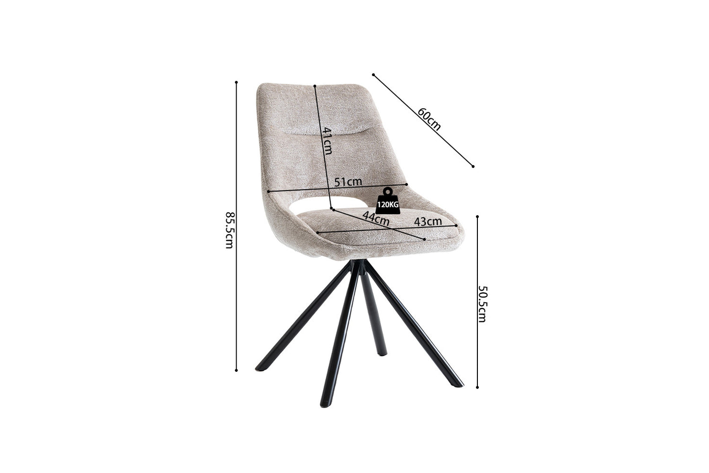 Stoel 'Dante' Stof Beige