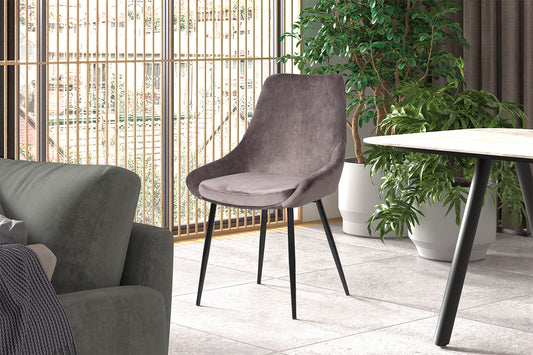 Stoel 'Mirano' Fluweel Grijs