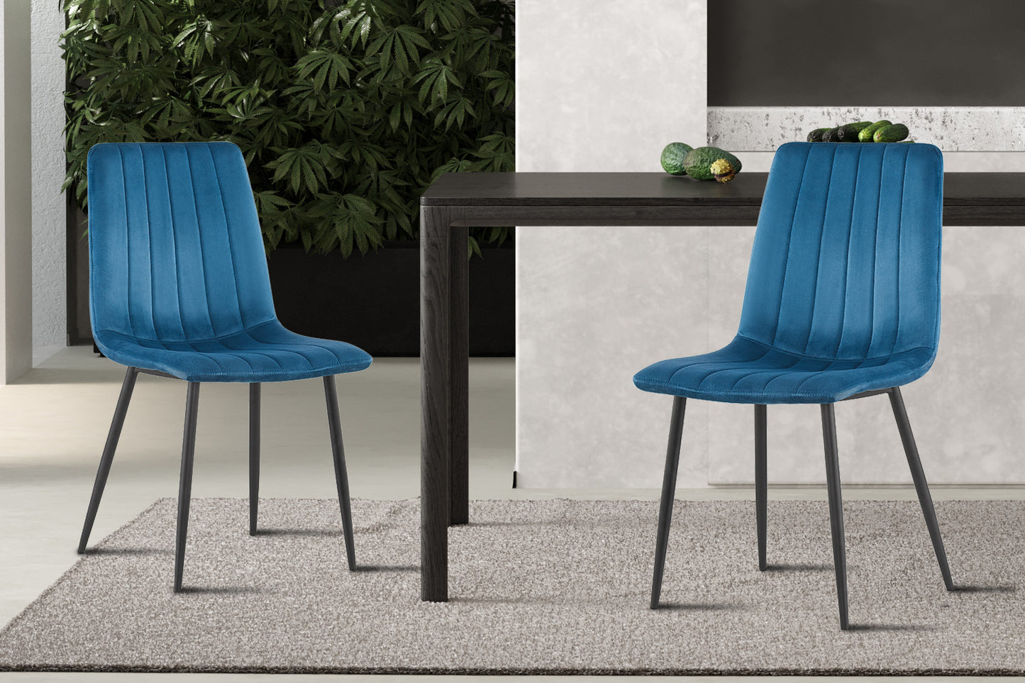 Stoel 'Willis' Fluweel Blauw