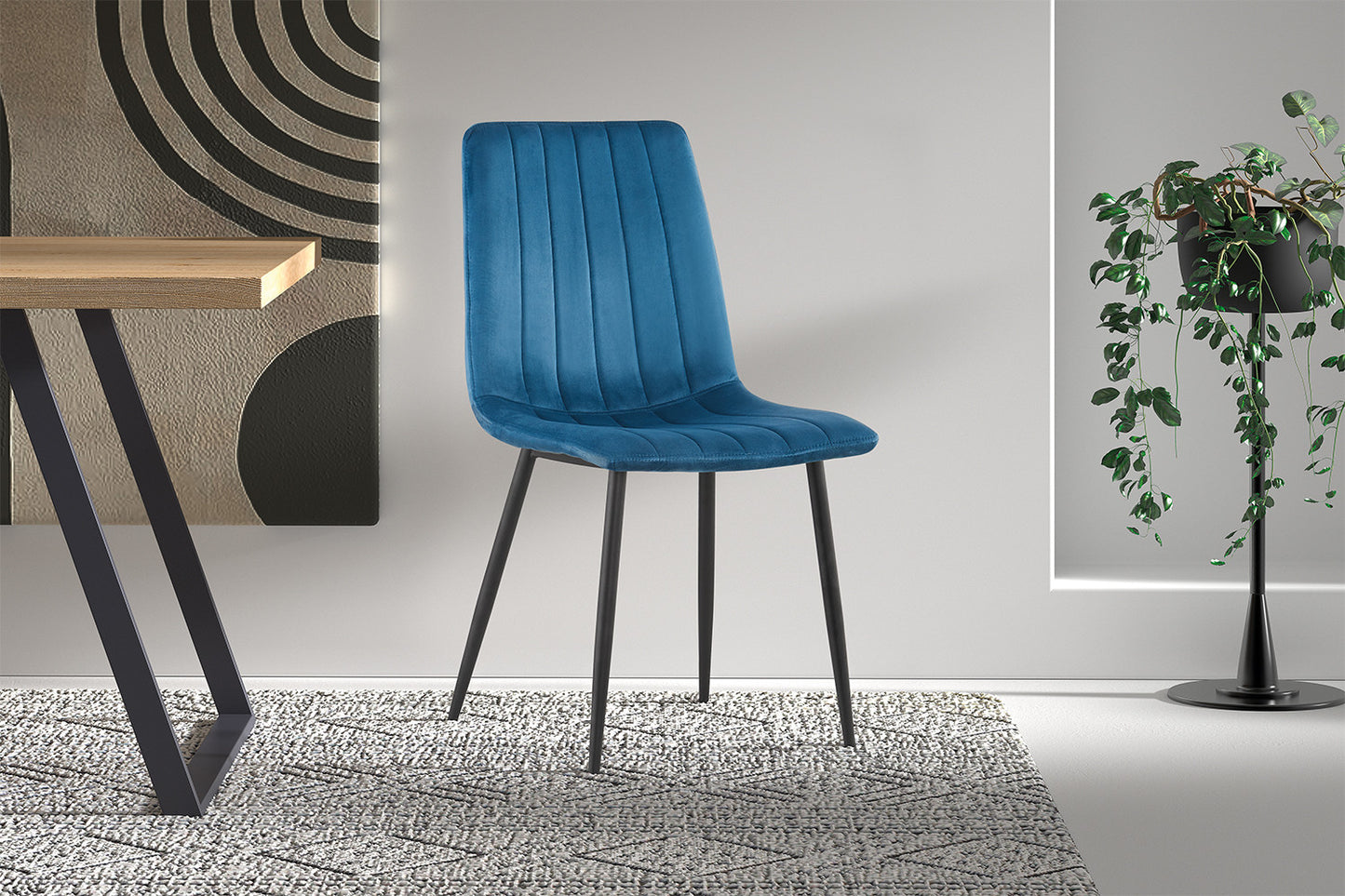 Stoel 'Willis' Fluweel Blauw