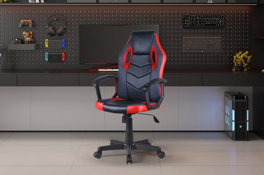 Gamingstoel 'Tiger' PU zwart/rood/grijs