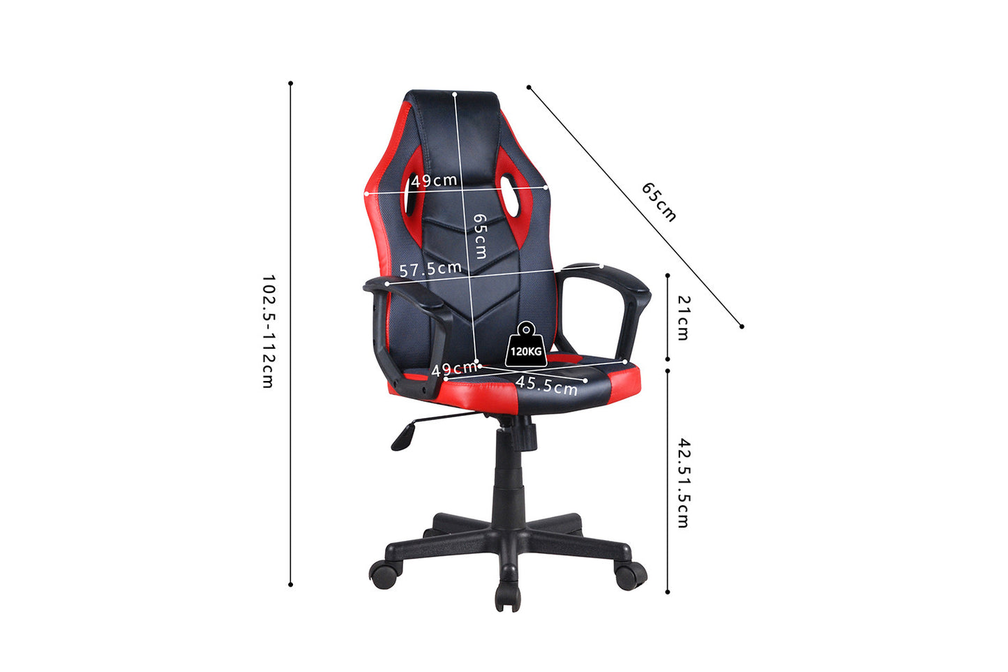 Gamingstoel 'Tiger' PU zwart/rood/grijs