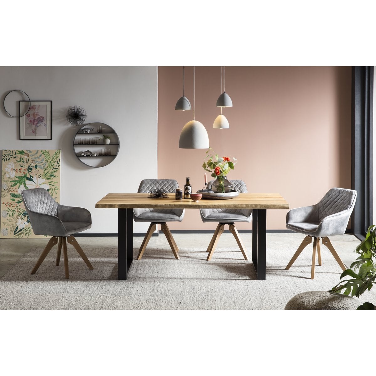 Fauteuil vintage fluweel velours, grijs