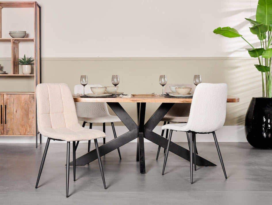 Eetkamerstoel Yerevan - Bouclé Ivoor