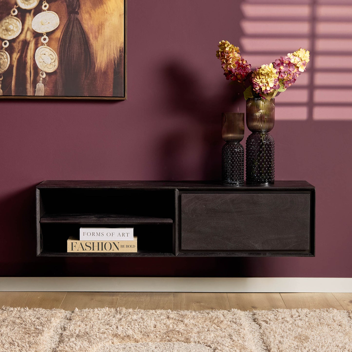 Zwevend tv-meubel Ambiance Zwart | 120 cm